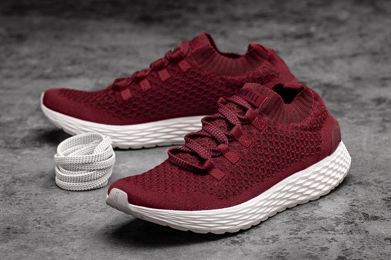 Men's Nobull Crimson Knit Running Shoes Burgundy | SG S1988G